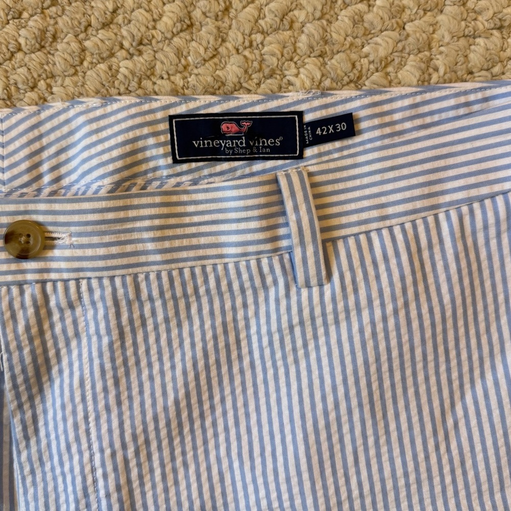 Vineyard Vines Light Blue & White Seersucker Pants